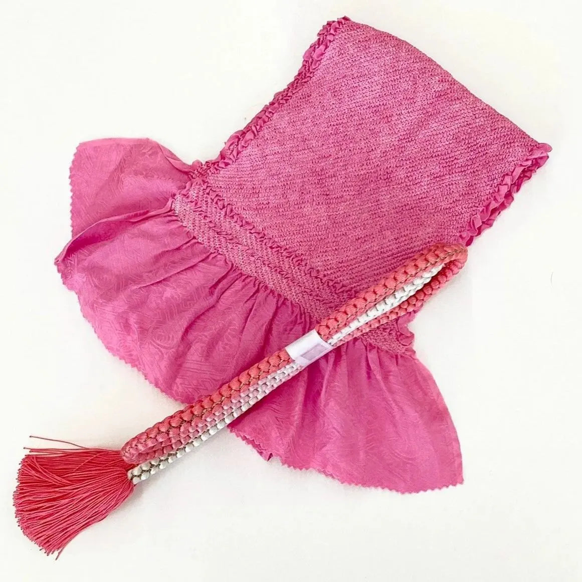 5873# Japanese Kimono Accessory Obiage and Obijime 2-piece Set Silk Shibori