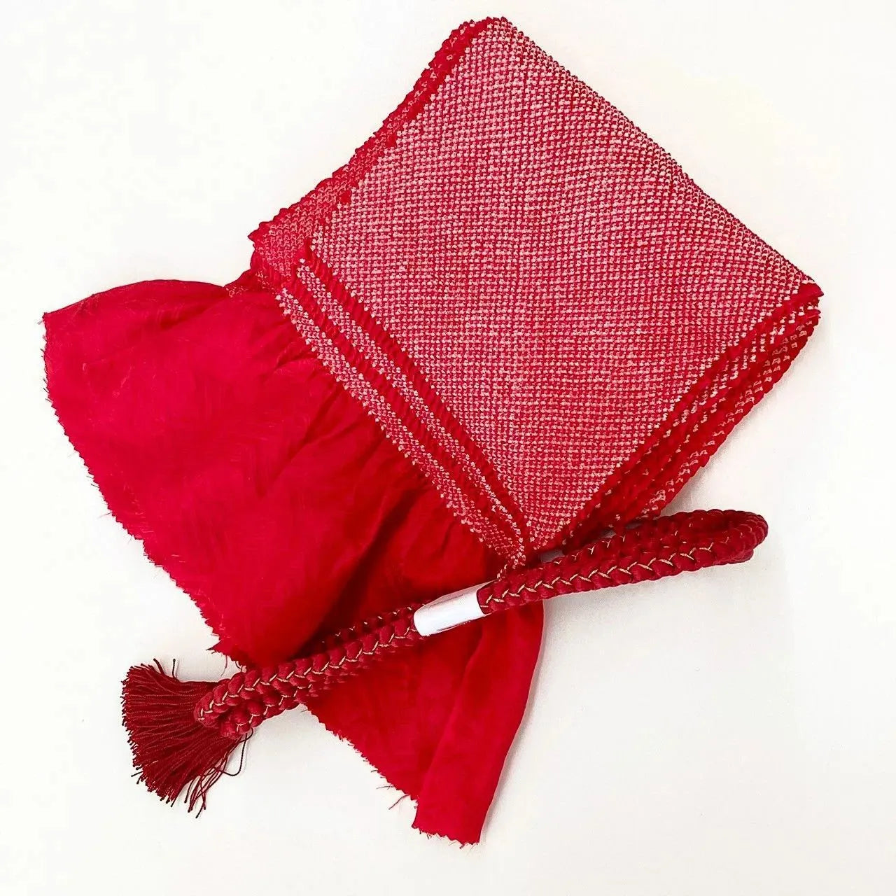 5874# Japanese Kimono Accessory Obiage and Obijime 2-piece Set Silk Shibori