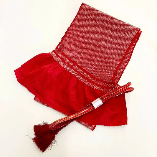 5878# Japanese Kimono Accessory Obiage and Obijime 2-piece Set Silk Shibori