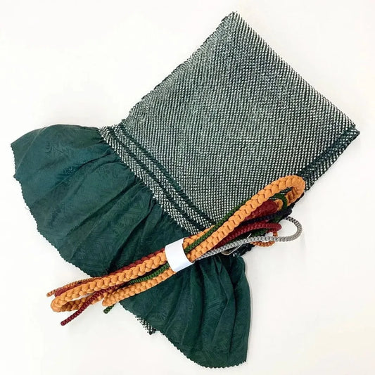 5886# Japanese Kimono Accessory Obiage and Obijime 2-piece Set Silk Shibori