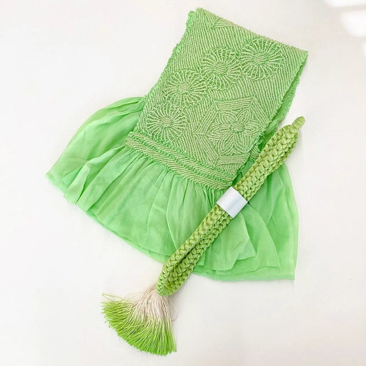 5889# Japanese Kimono Accessory Obiage and Obijime 2-piece Set Silk Shibori