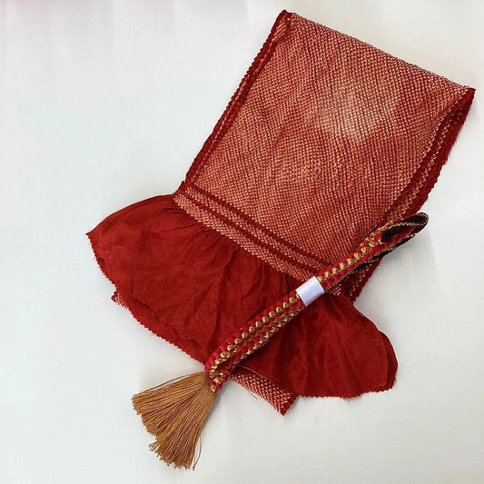5887# Japanese Kimono Accessory Obiage and Obijime 2-piece Set Silk Shibori