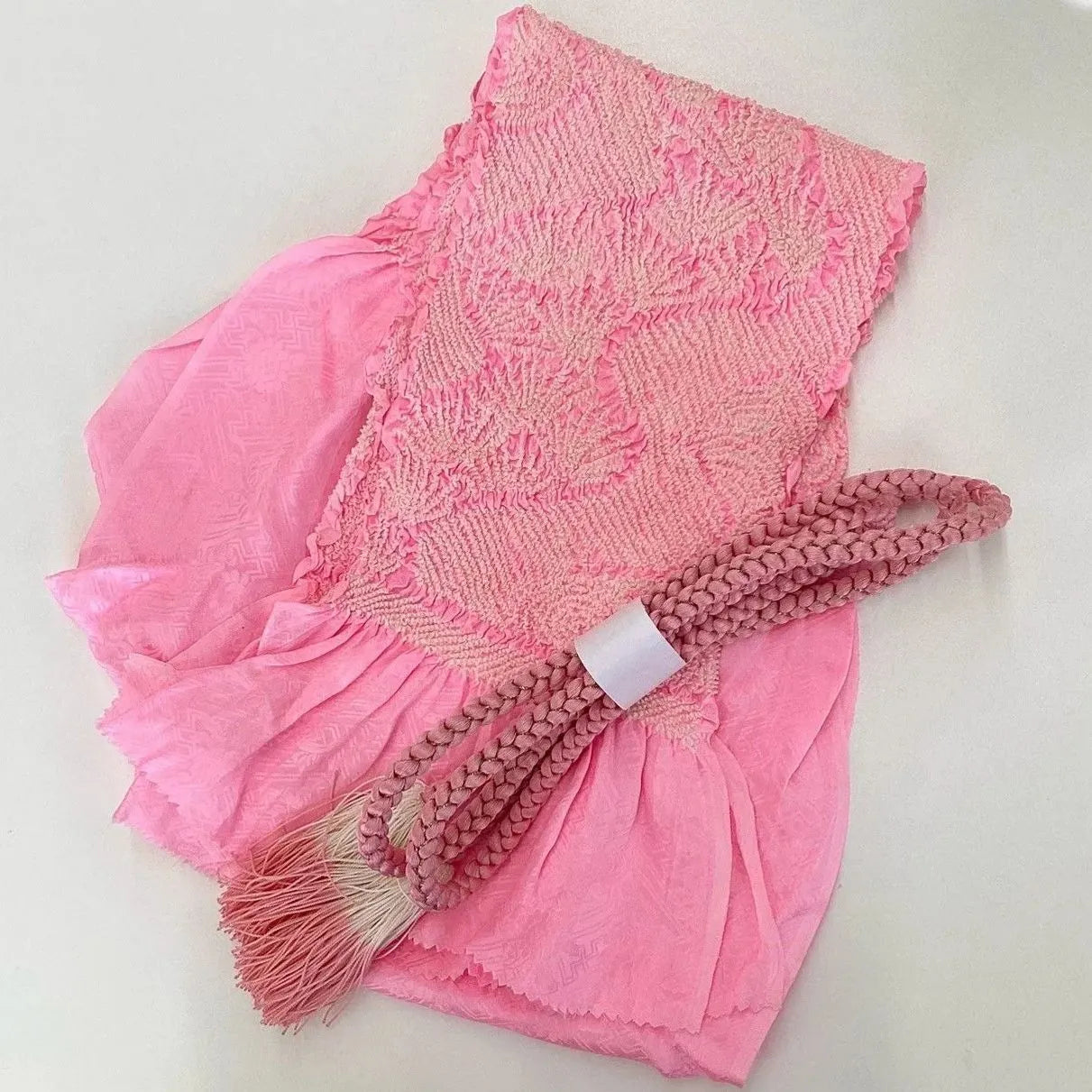 5890# Japanese Kimono Accessory Obiage and Obijime 2-piece Set Silk Shibori