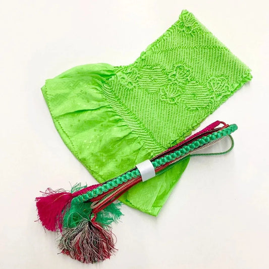 5892# Japanese Kimono Accessory Obiage and Obijime 2-piece Set Silk Shibori