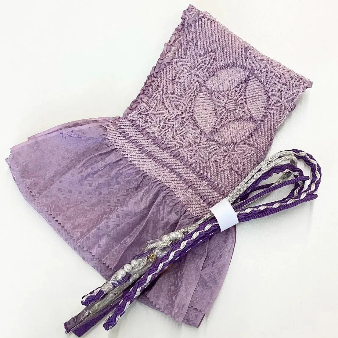 5896# Japanese Kimono Accessory Obiage and Obijime 2-piece Set Silk Shibori