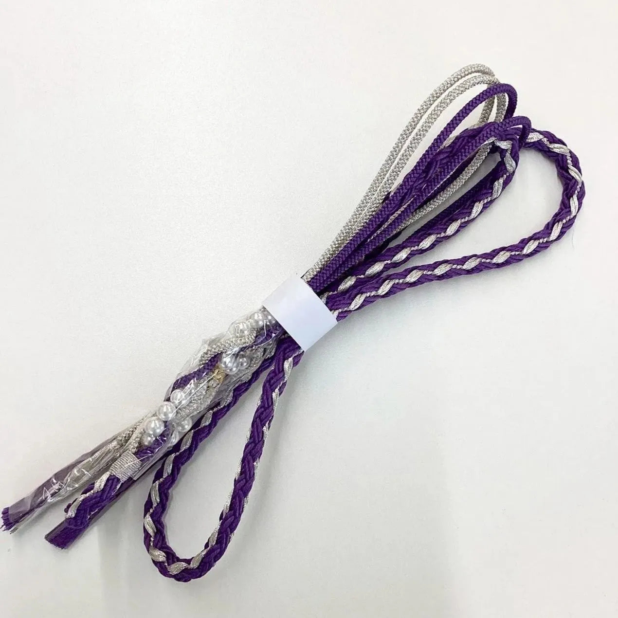 5896# Japanese Kimono Accessory Obiage and Obijime 2-piece Set Silk Shibori