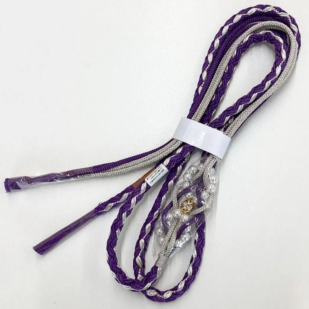 5896# Japanese Kimono Accessory Obiage and Obijime 2-piece Set Silk Shibori