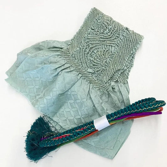 5898# Japanese Kimono Accessory Obiage and Obijime 2-piece Set Silk Shibori