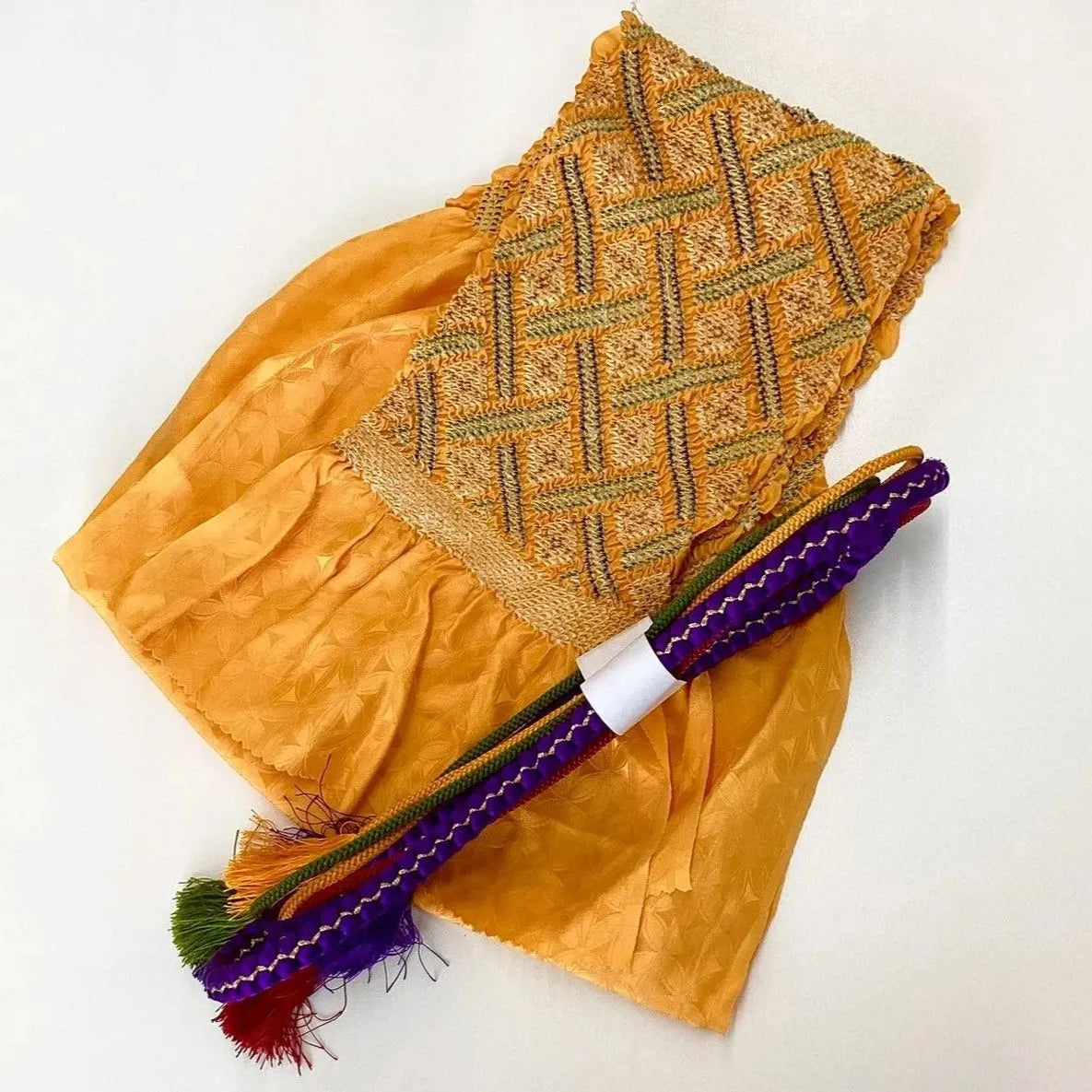 5906# Japanese Kimono Accessory Obiage and Obijime 2-piece Set Silk Shibori