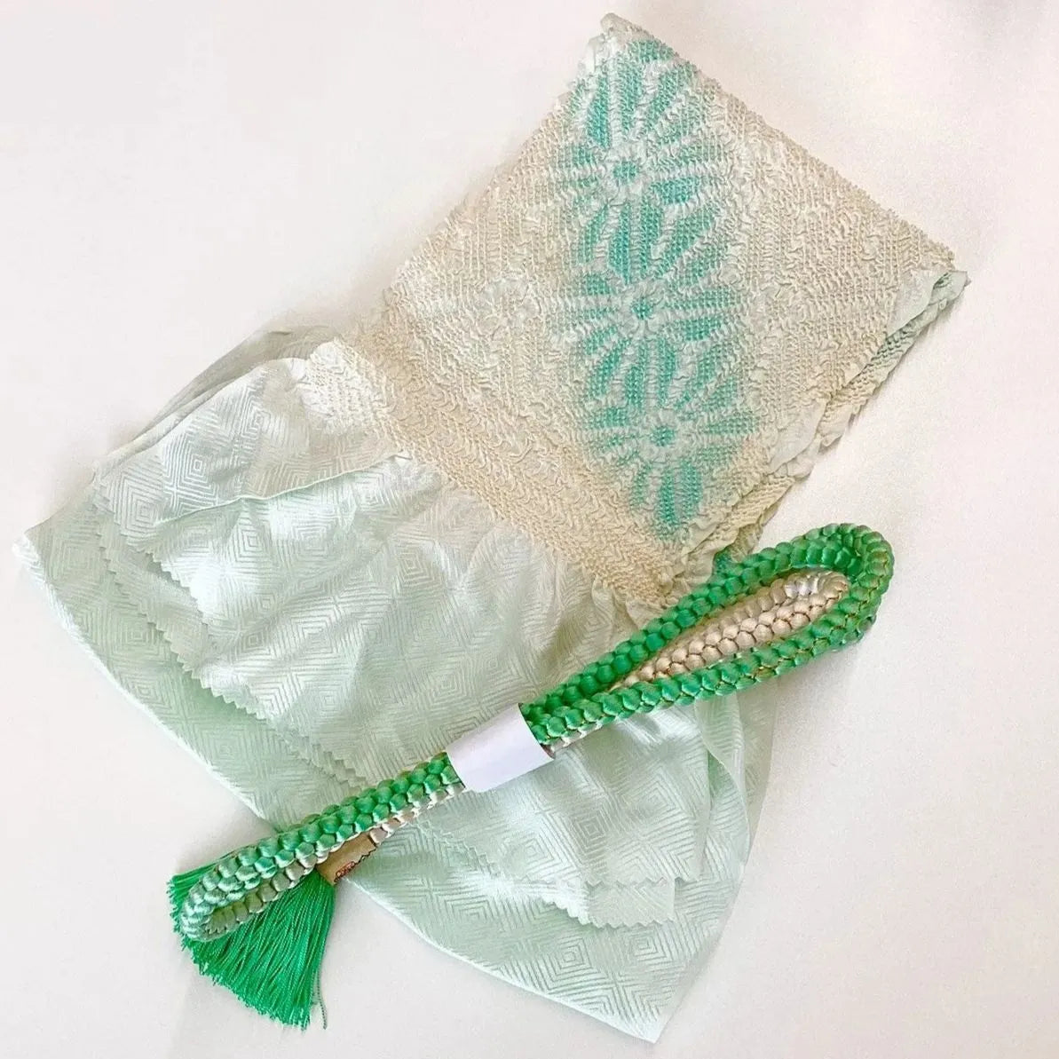 5907# Japanese Kimono Accessory Obiage and Obijime 2-piece Set Silk Shibori