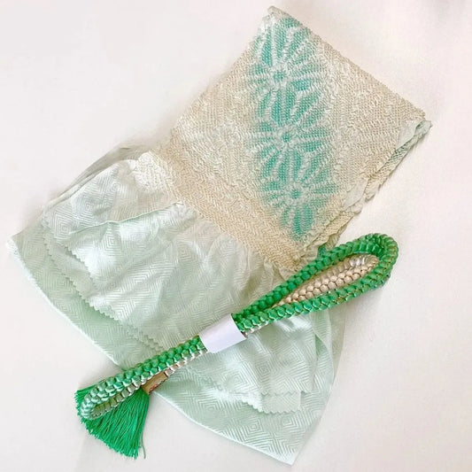 5907# Japanese Kimono Accessory Obiage and Obijime 2-piece Set Silk Shibori