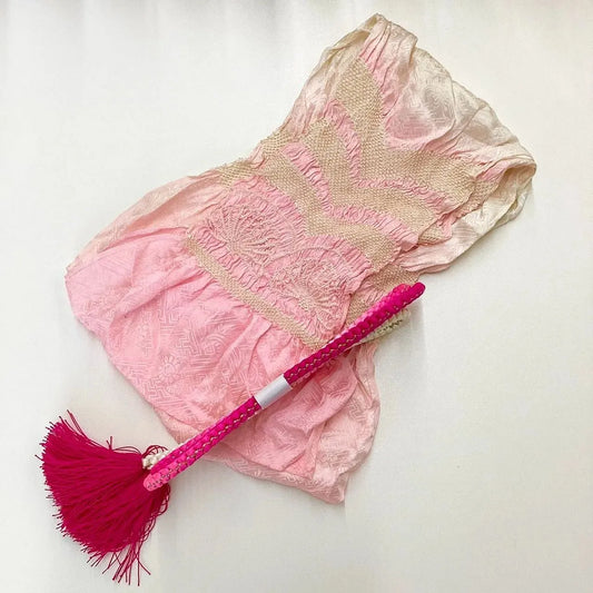 5912# Japanese Kimono Accessory Obiage and Obijime 2-piece Set Silk Shibori