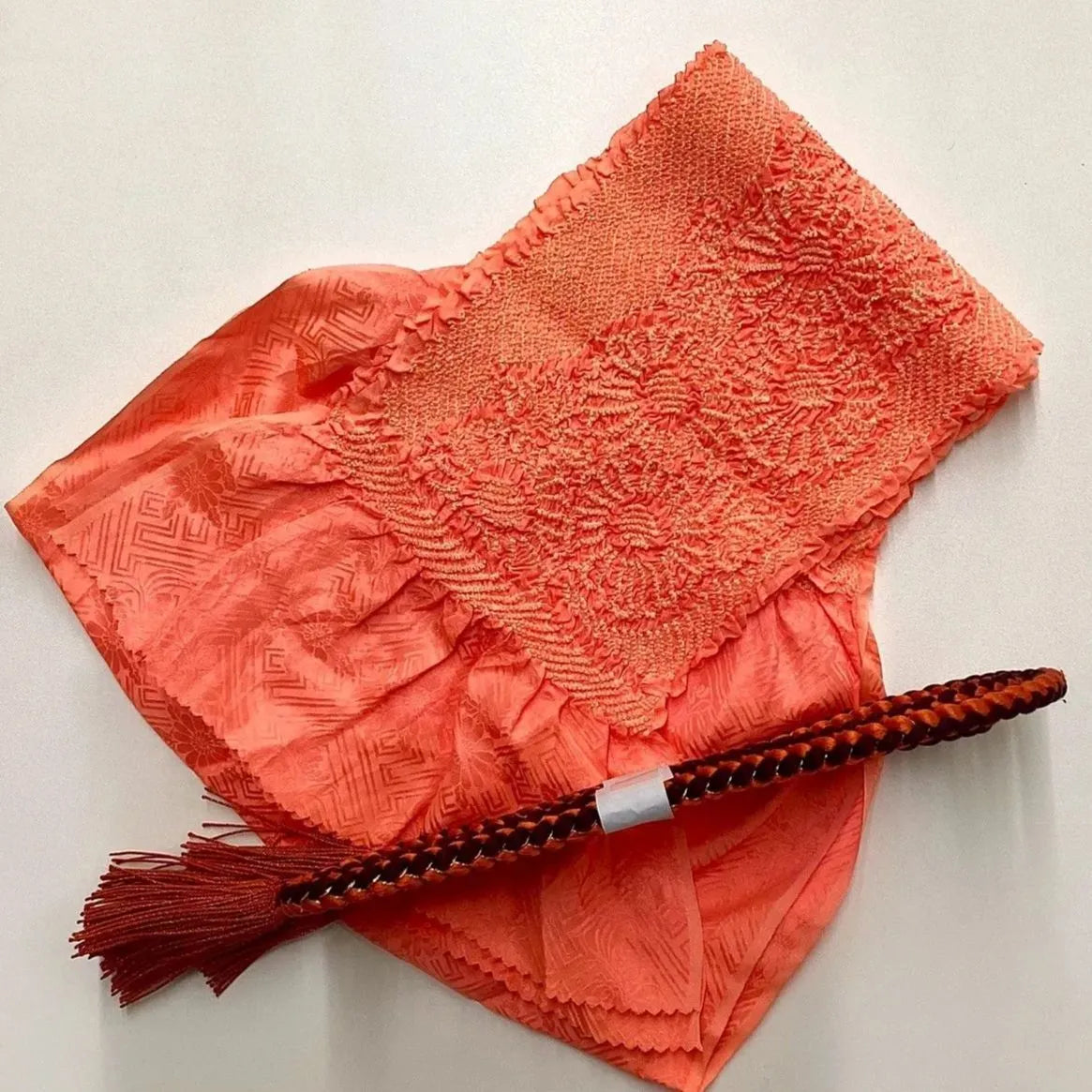 5916# Japanese Kimono Accessory Obiage and Obijime 2-piece Set Silk Shibori