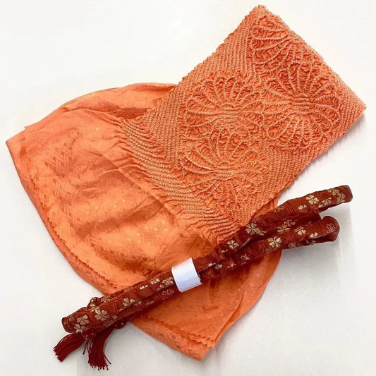 5918# Japanese Kimono Accessory Obiage and Obijime 2-piece Set Silk Shibori
