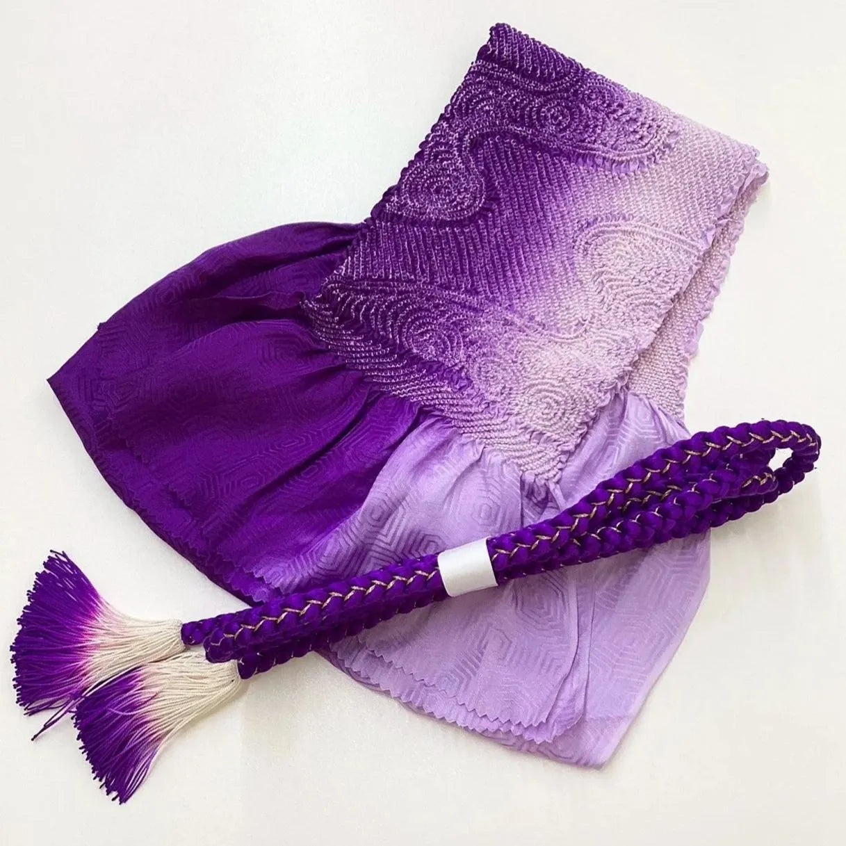 5922# Japanese Kimono Accessory Obiage and Obijime 2-piece Set Silk Shibori