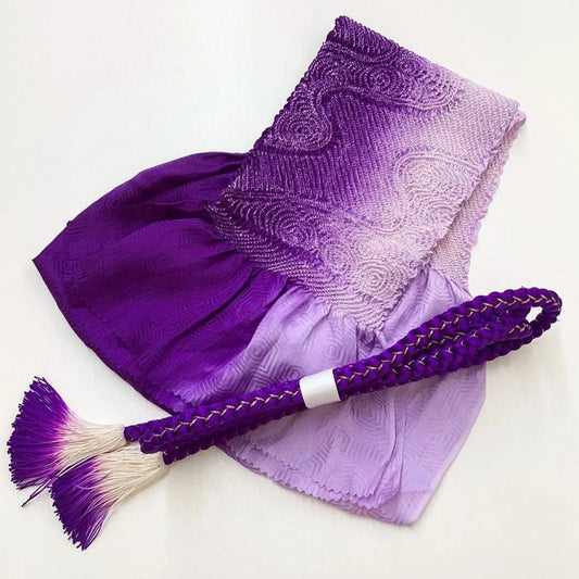 5922# Japanese Kimono Accessory Obiage and Obijime 2-piece Set Silk Shibori