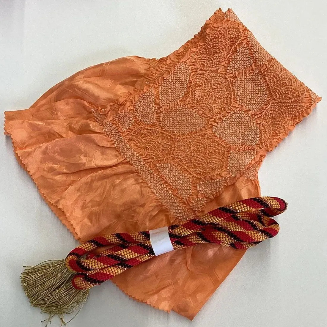 5924# Japanese Kimono Accessory Obiage and Obijime 2-piece Set Silk Shibori