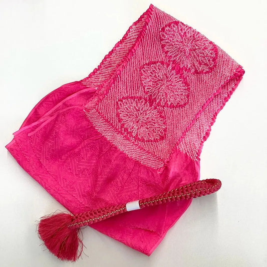 5925# Japanese Kimono Accessory Obiage and Obijime 2-piece Set Silk Shibori