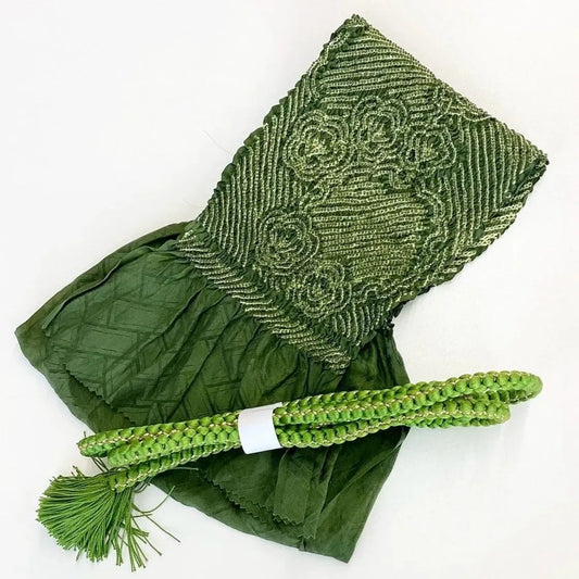 5926# Japanese Kimono Accessory Obiage and Obijime 2-piece Set Silk Shibori