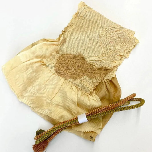 5928# Japanese Kimono Accessory Obiage and Obijime 2-piece Set Silk Shibori