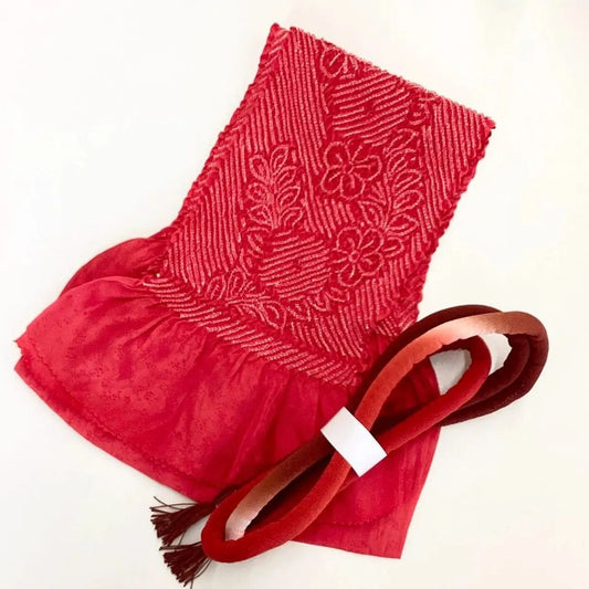 5930# Japanese Kimono Accessory Obiage and Obijime 2-piece Set Silk Shibori