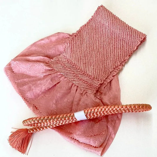 5933# Japanese Kimono Accessory Obiage and Obijime 2-piece Set Silk Shibori