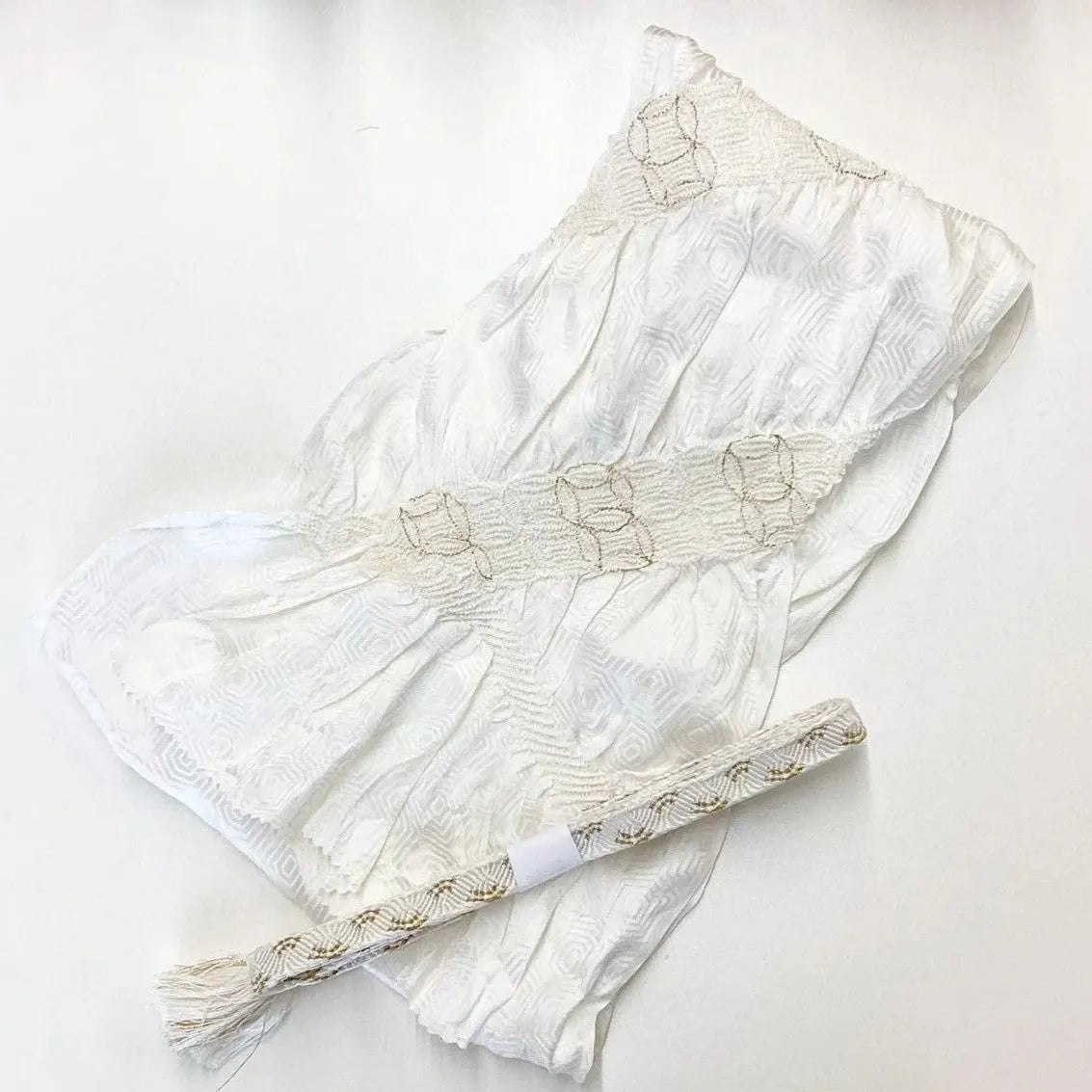 5936# Japanese Kimono Accessory Obiage and Obijime 2-piece Set Silk Shibori