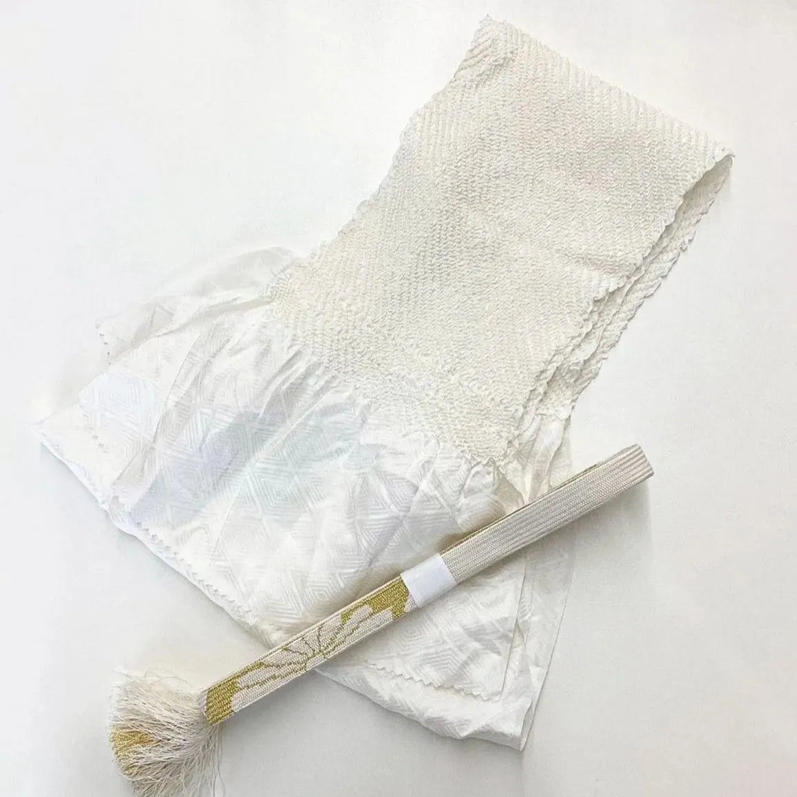 5937# Japanese Kimono Accessory Obiage and Obijime 2-piece Set Silk Shibori