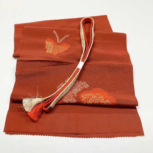 5956# Japanese Kimono Accessory Vintage Obiage and Obijime 2-piece Set Silk