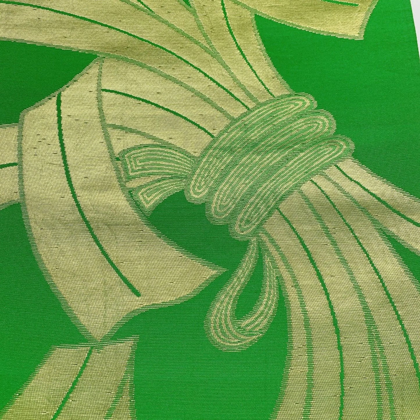 6043# Japanese Vintage Fukuro Obi Belt Kimono Fabric Silk Traditional Green