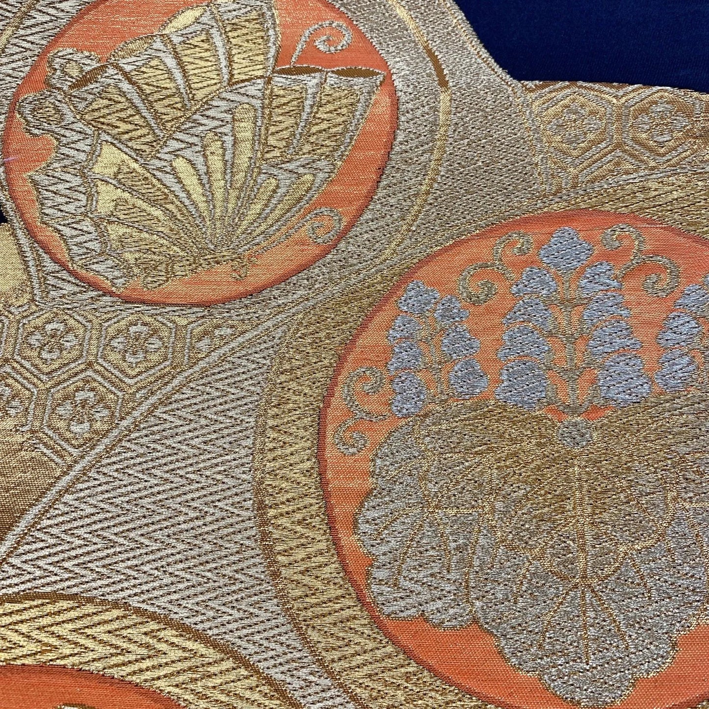 6063# Japanese Vintage Fukuro Obi Belt Kimono Fabric Silk Traditional Untailored