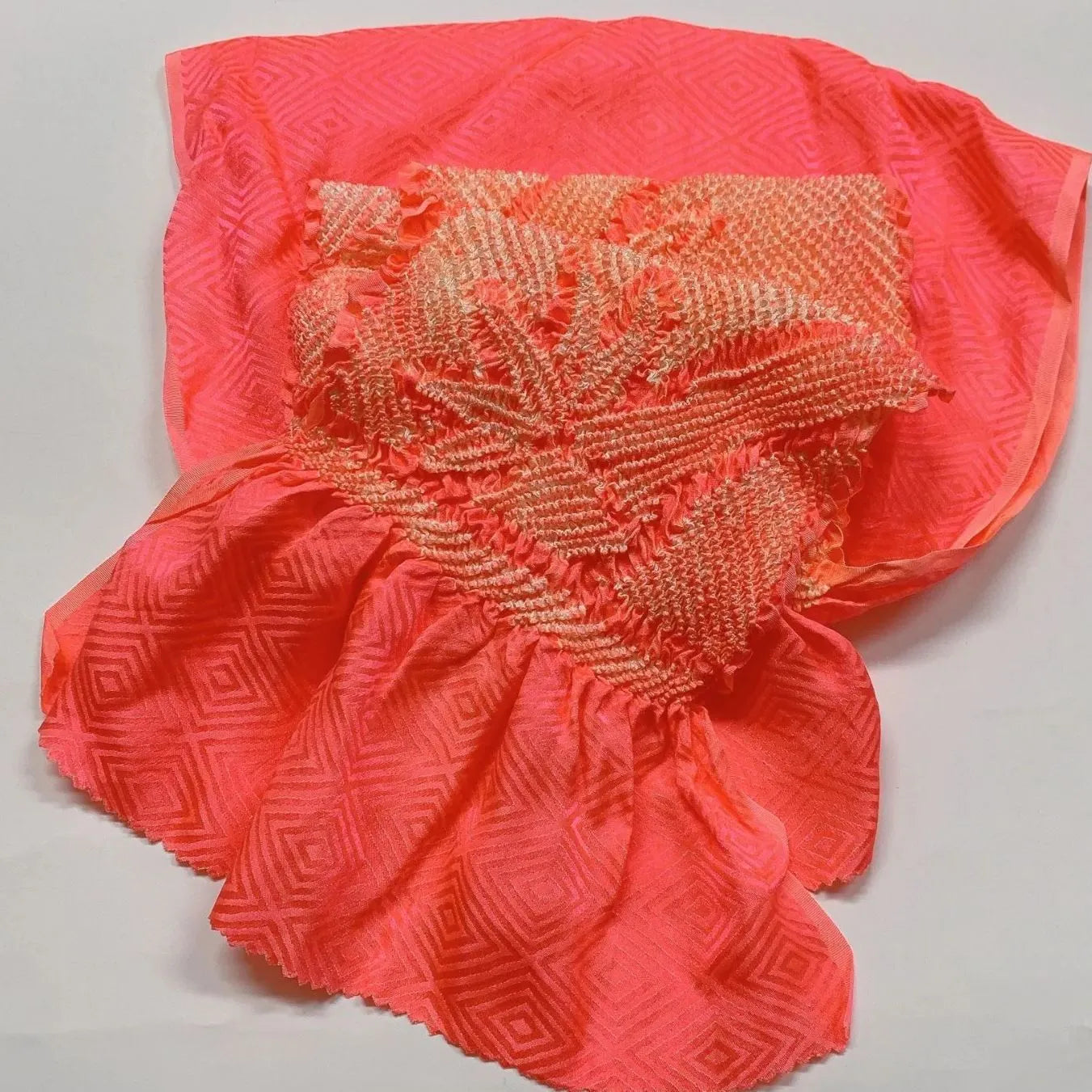 6414# Japanese Kimono Accessory Obiage and Obijime 2-piece Set Silk Shibori