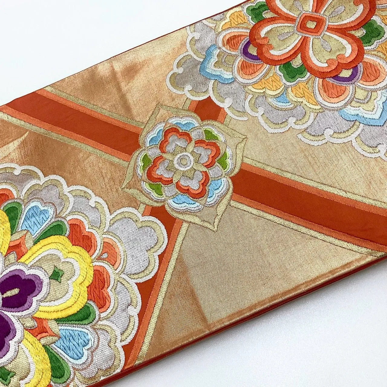 6204# Japanese Vintage Fukuro Obi Belt Kimono Fabric Silk Traditional