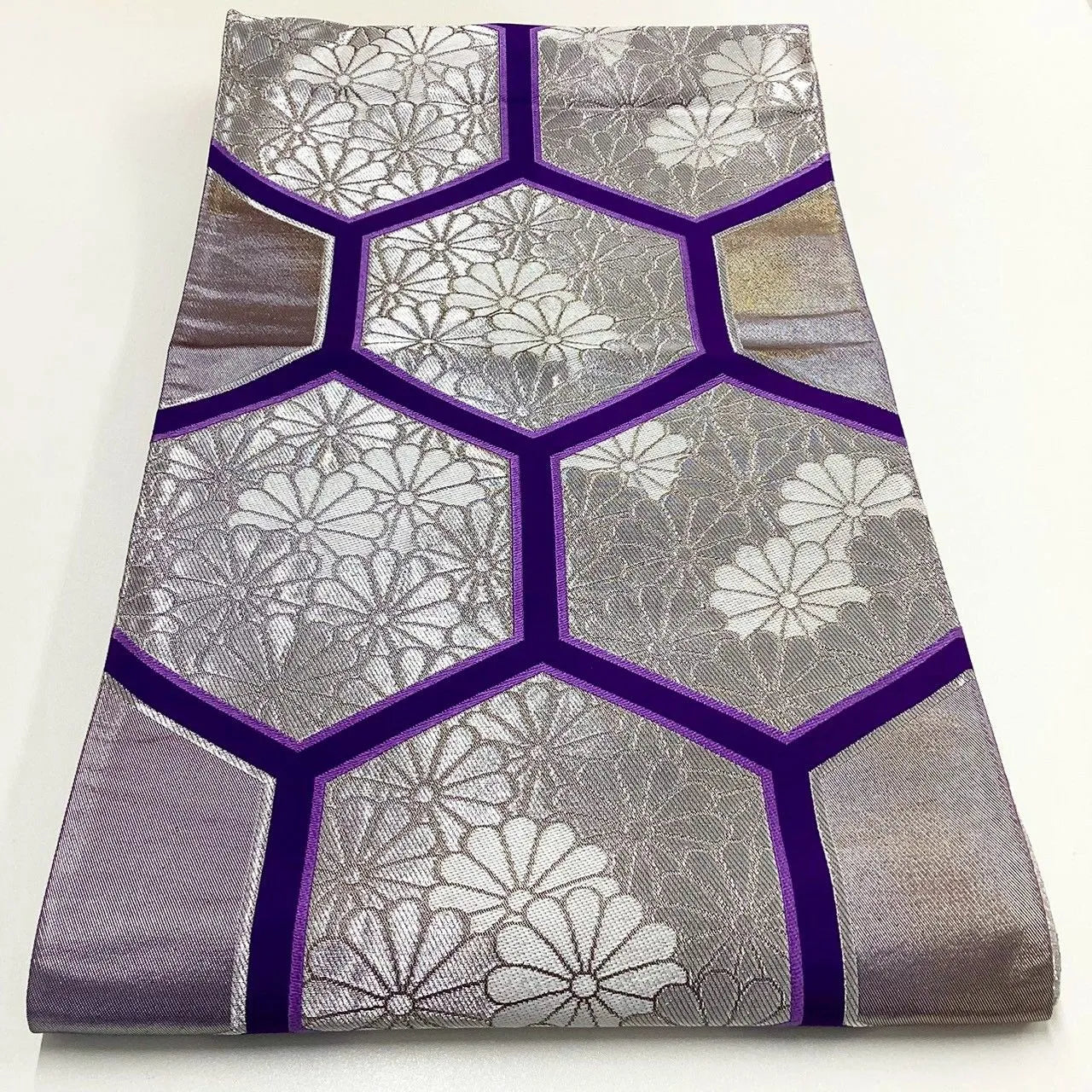 6212# Japanese Vintage Fukuro Obi Belt Kimono Fabric Silk All-over pattern　