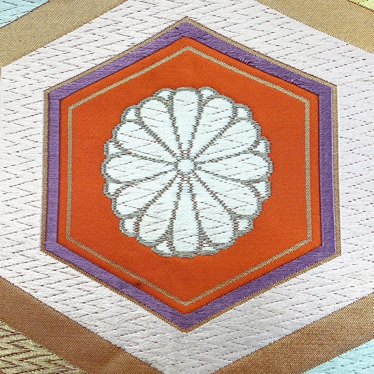 6247# Japanese Vintage Fukuro Obi Belt Kimono Fabric Silk Traditional Embroidery