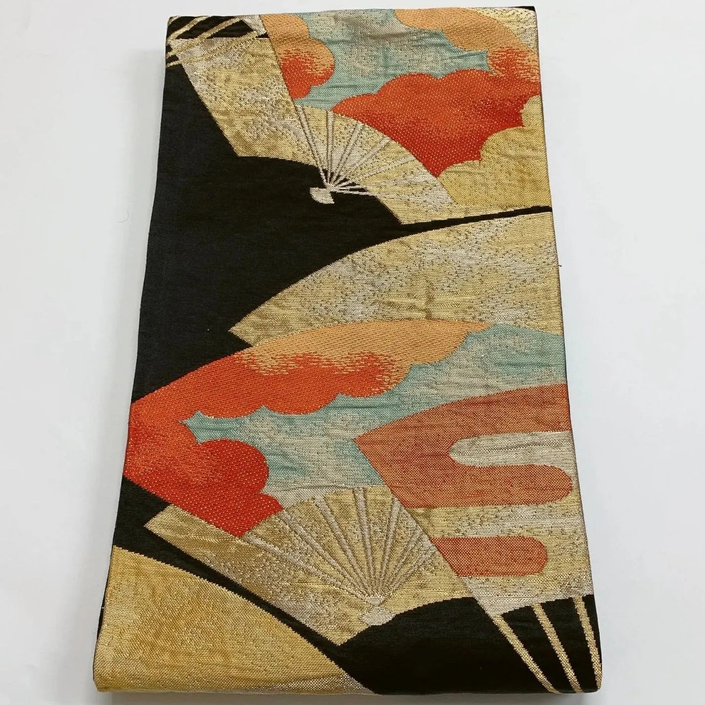 6288# Japanese Vintage Fukuro Obi Belt Kimono Fabric Silk Traditional Black