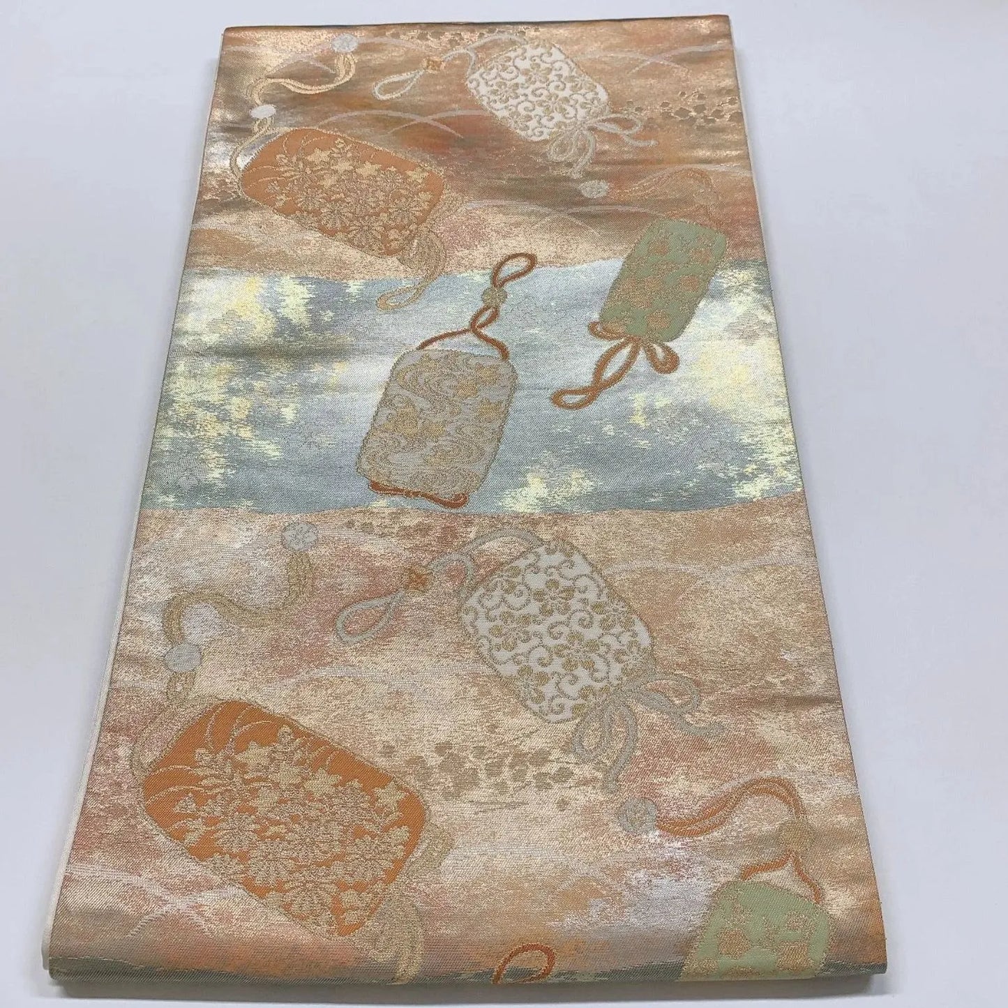 6305# Japanese Vintage Fukuro Obi Belt Kimono Fabric Silk Traditional