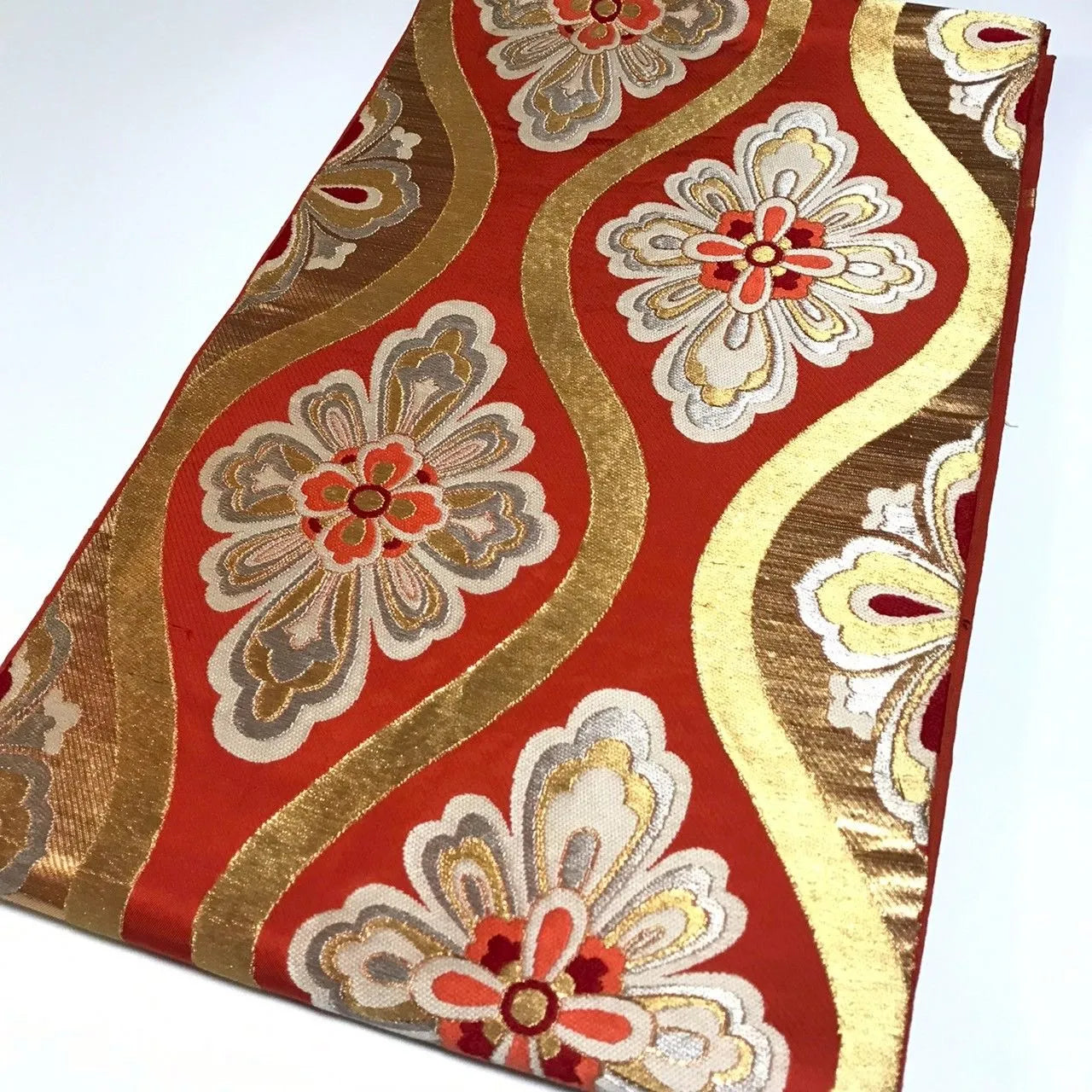 6333# Japanese Vintage Fukuro Obi Belt Kimono Fabric Silk Traditional