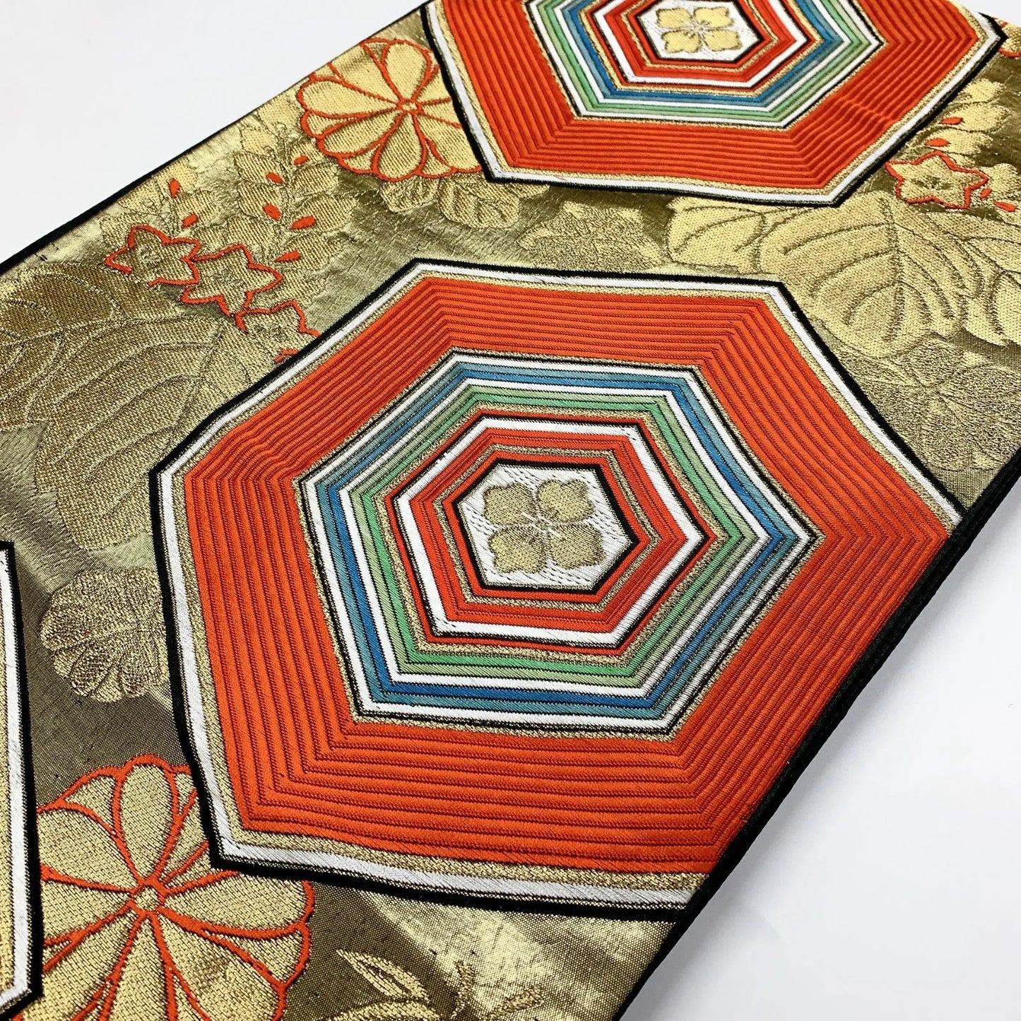 6353# Japanese Vintage Fukuro Obi Belt Kimono Fabric Silk Traditional