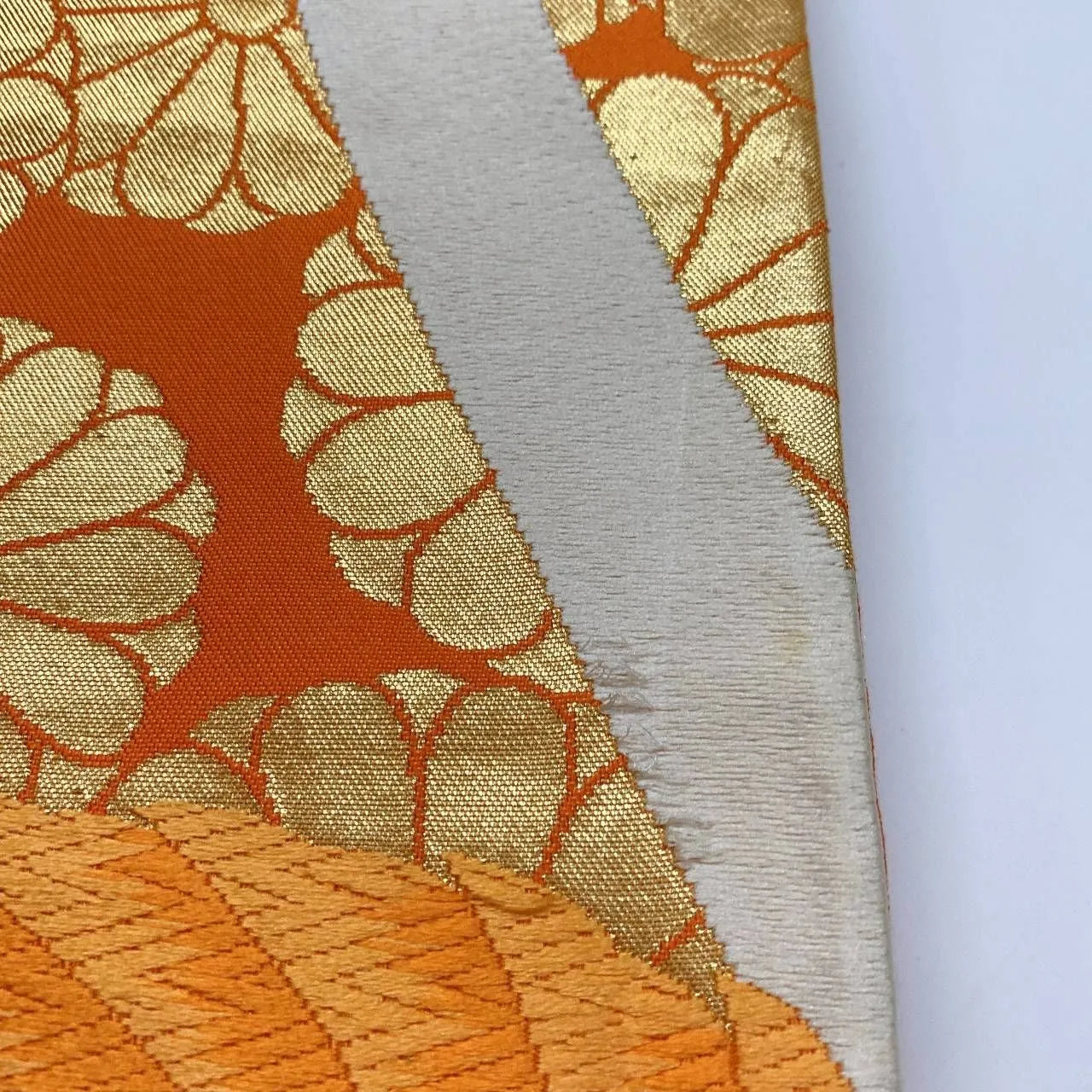 6372# Japanese Vintage Fukuro Obi Belt Kimono Fabric Silk Traditional