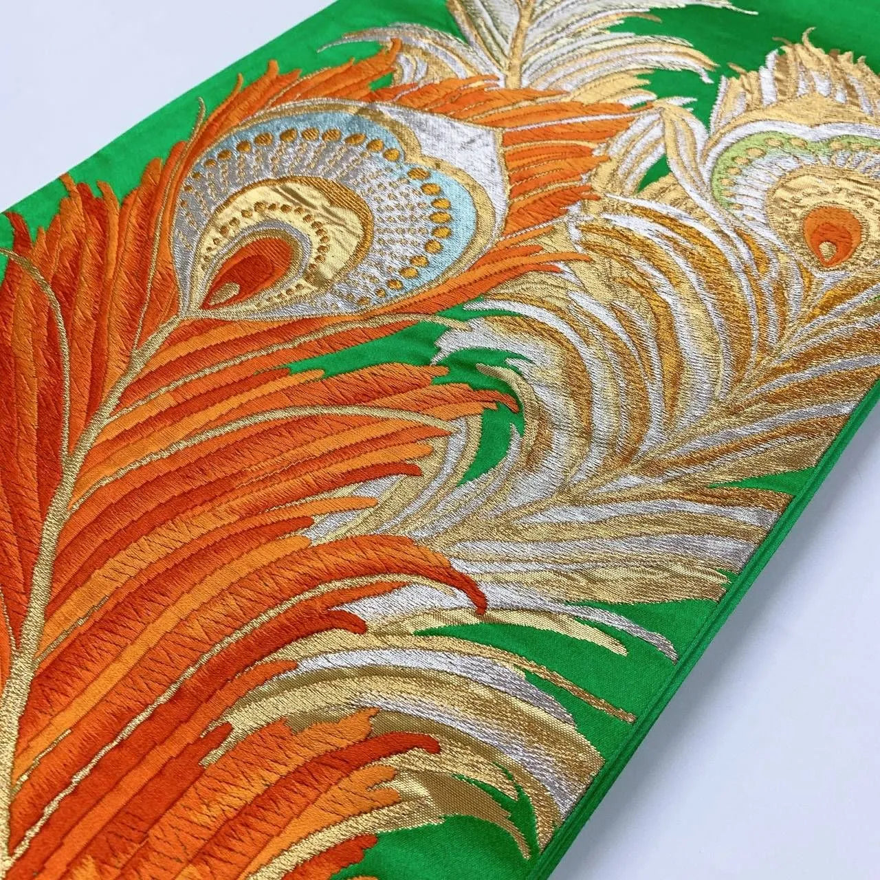 6375# Japanese Vintage Fukuro Obi Belt Kimono Fabric Silk Traditional Embroidery