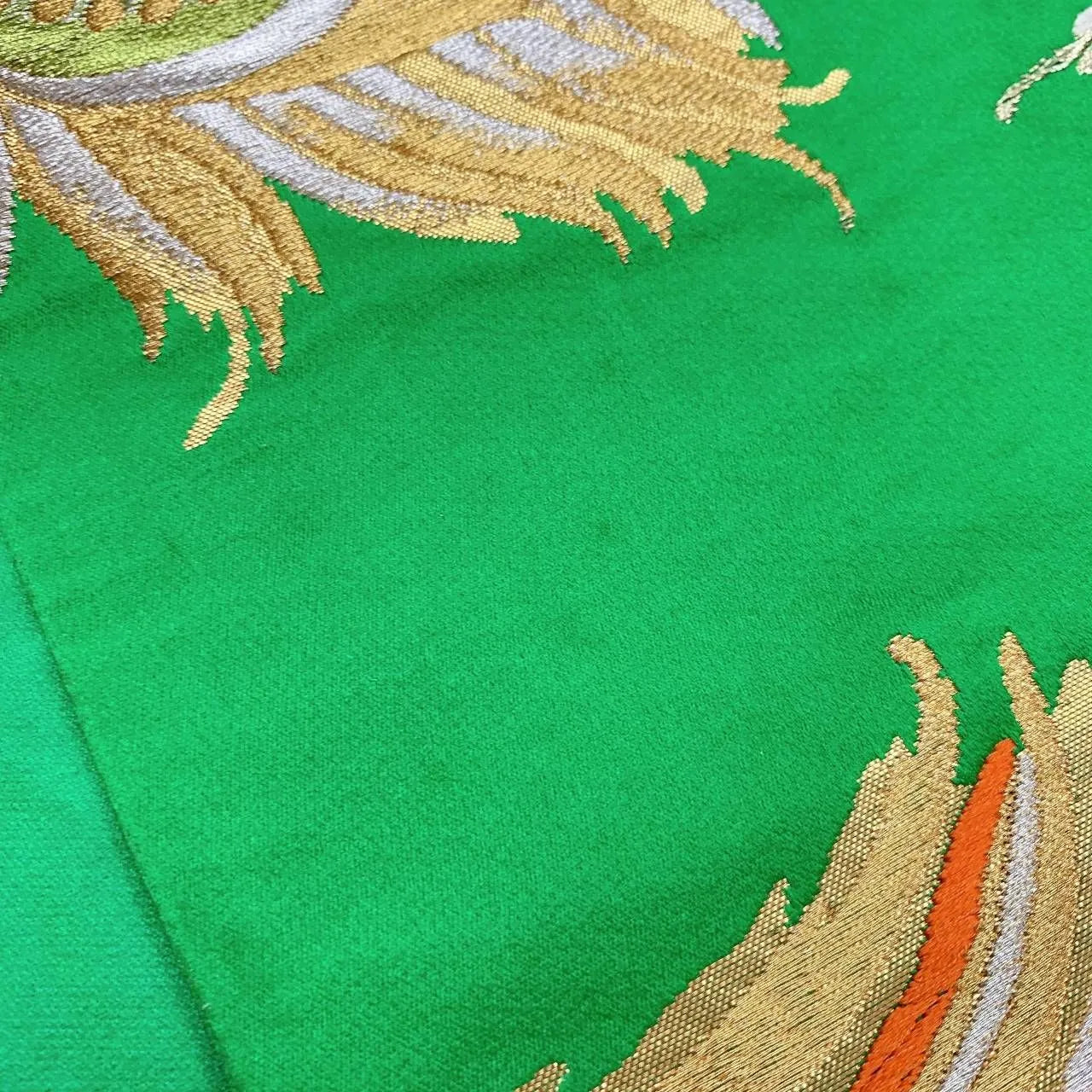 6375# Japanese Vintage Fukuro Obi Belt Kimono Fabric Silk Traditional Embroidery