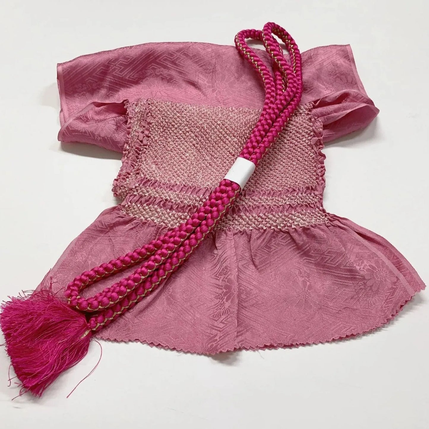 6517# Japanese Kimono Accessory Obiage and Obijime 2-piece Set Silk Shibori