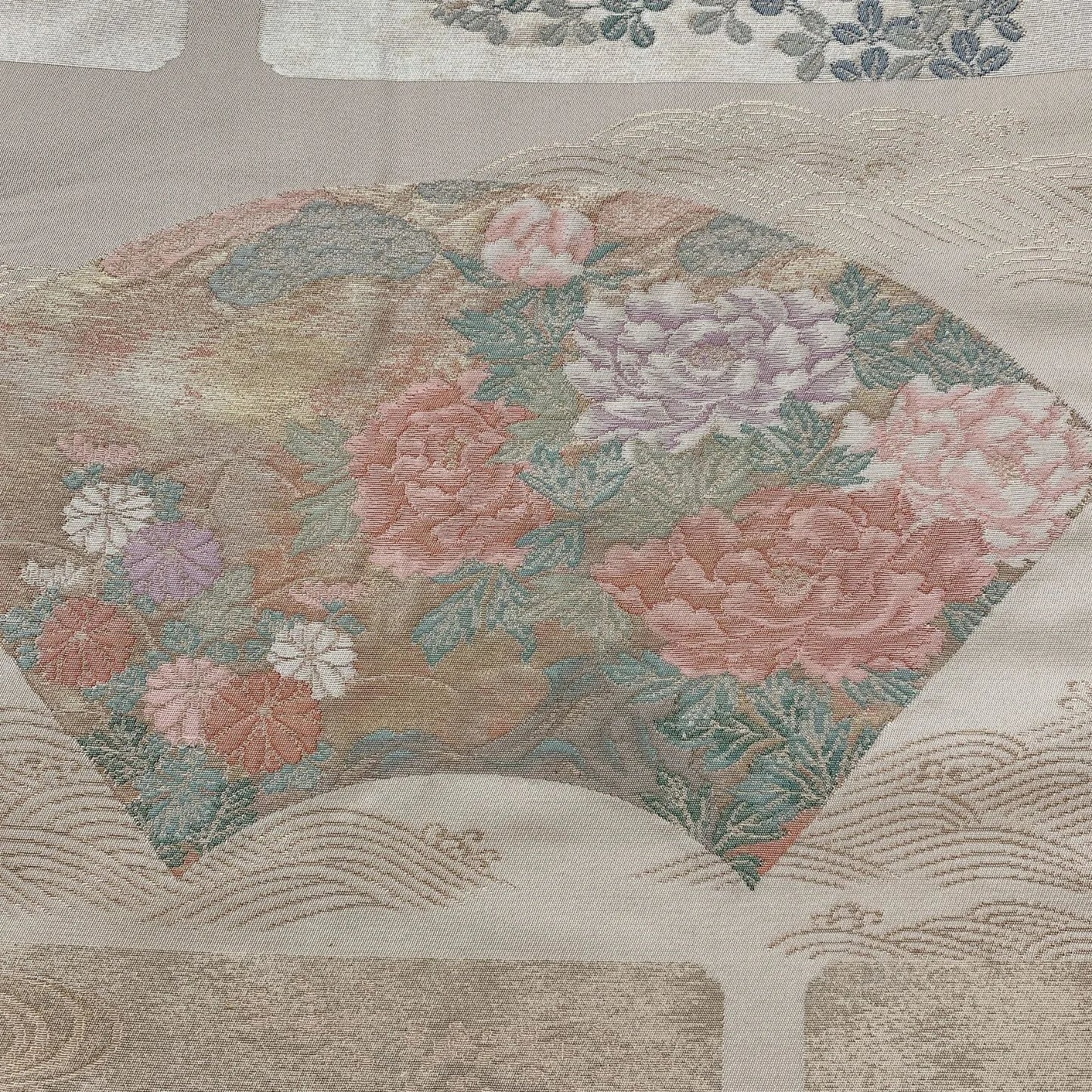 6559# Japanese Vintage Fukuro Obi Belt Kimono Fabric Silk Traditional Gold