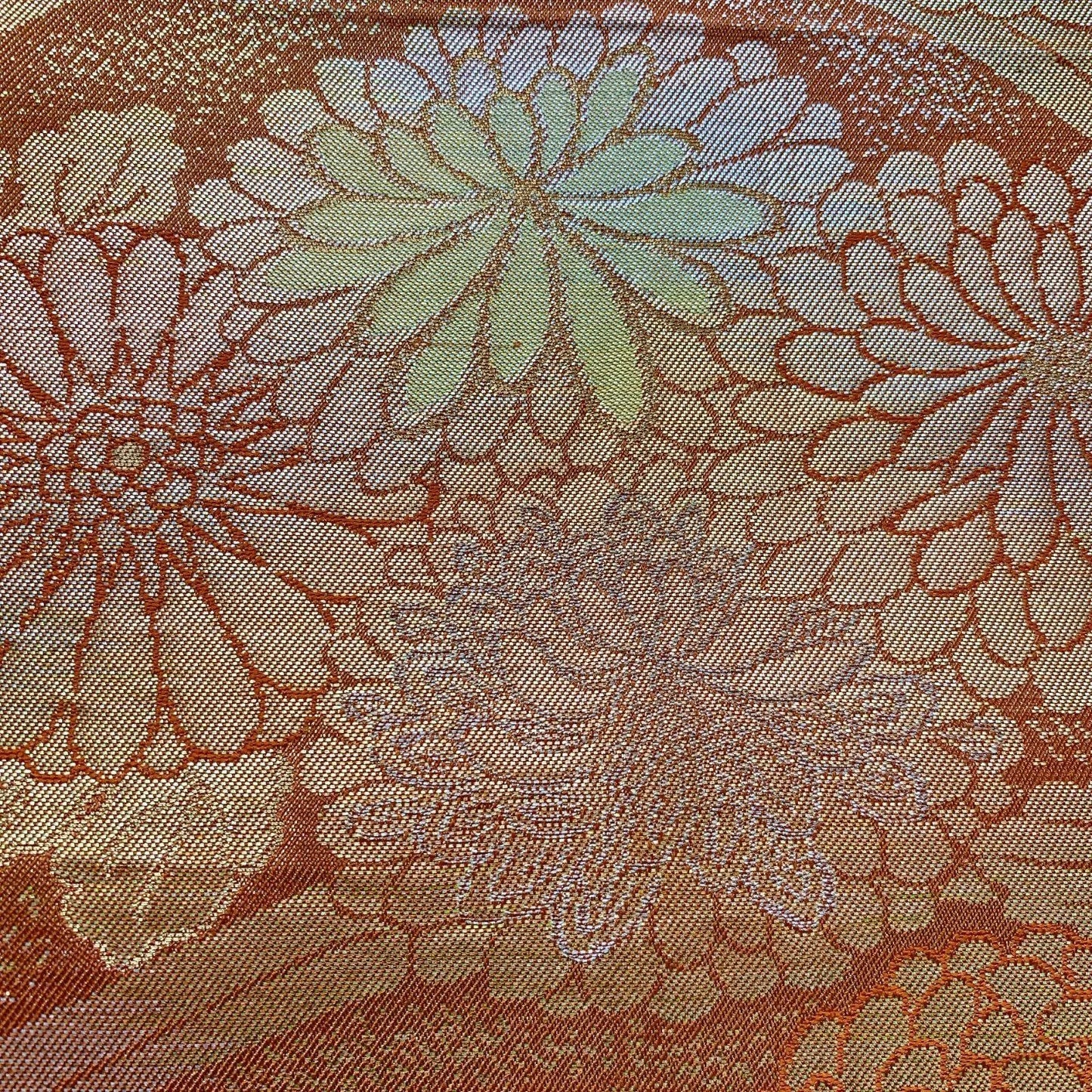 6579# Japanese Vintage Fukuro Obi Belt Kimono Fabric Silk Traditional