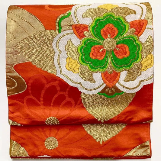 6656# Japanese Vintage Fukuro Obi Belt Kimono Fabric Silk Traditional