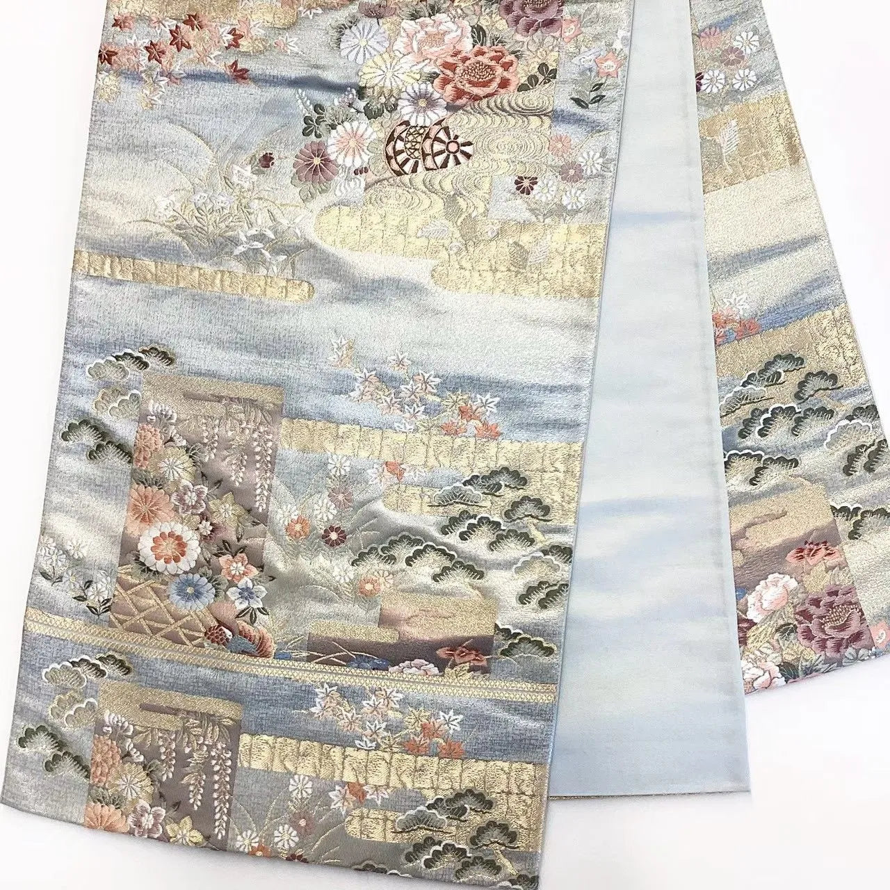 6683# Japanese Vintage Fukuro Obi Belt Kimono Fabric Silk Traditional