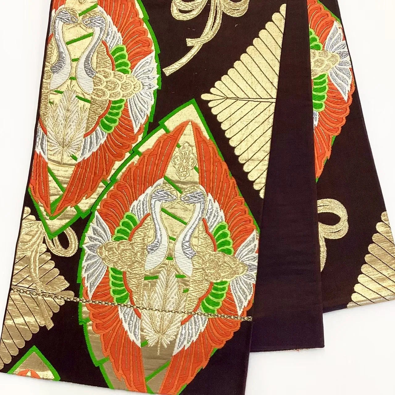 6685# Japanese Vintage Fukuro Obi Belt Kimono Fabric Silk Traditional