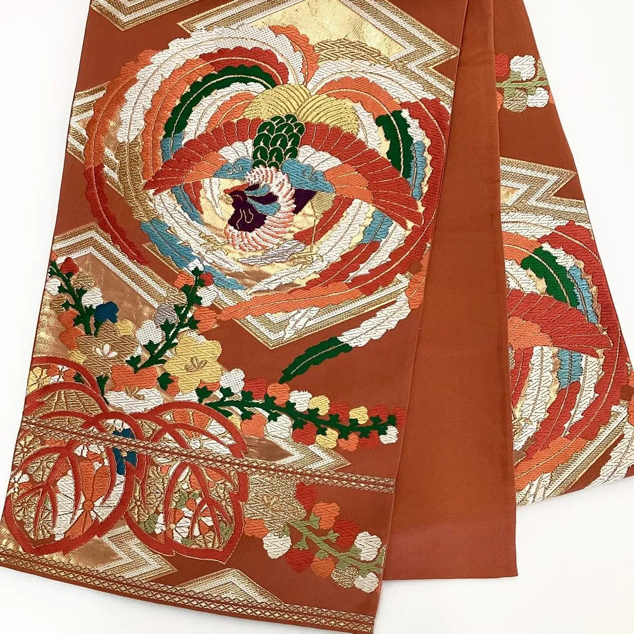 6689# Japanese Vintage Fukuro Obi Belt Kimono Fabric Silk Traditional Embroidery