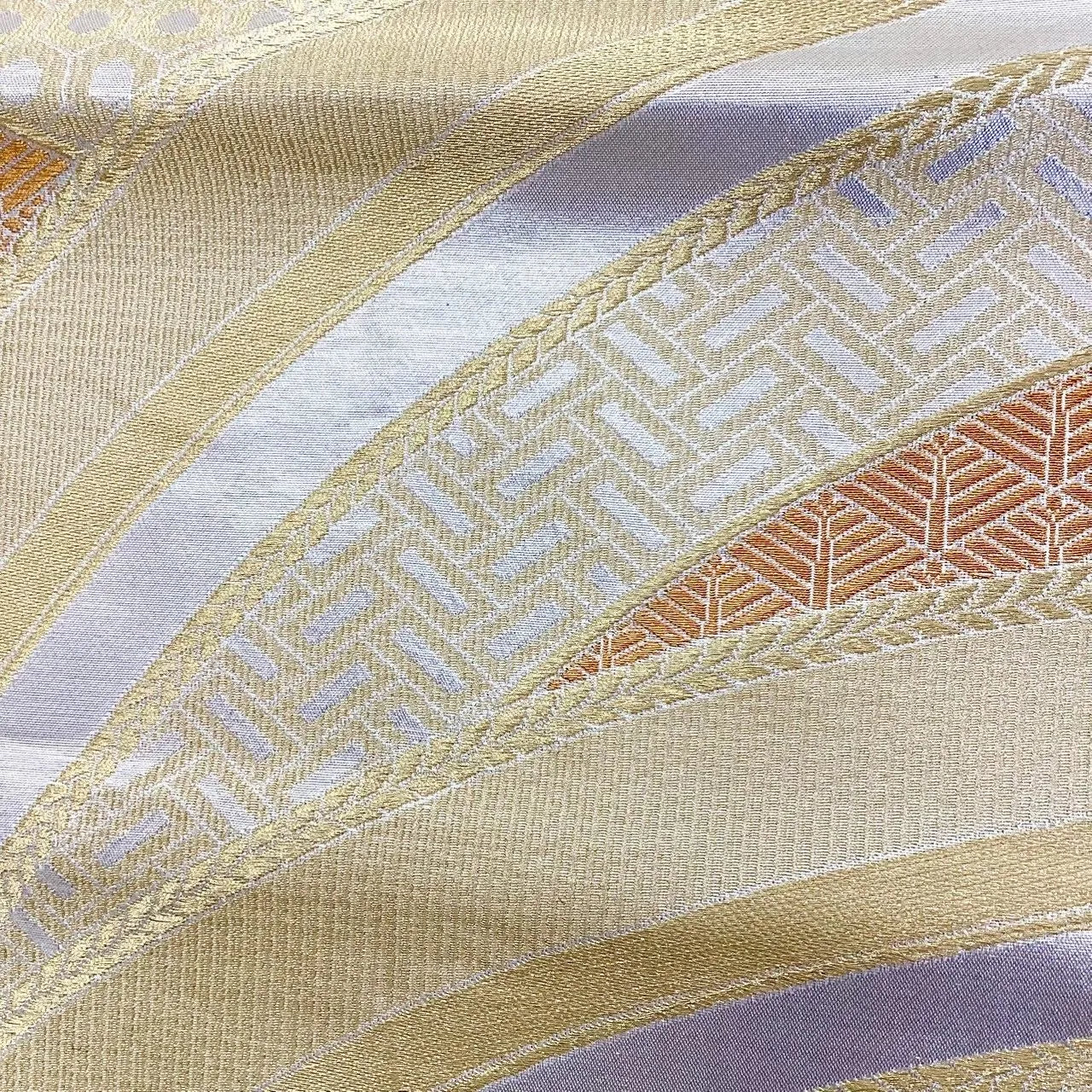 6690# Japanese Vintage Fukuro Obi Belt Kimono Fabric Silk Traditional Gold